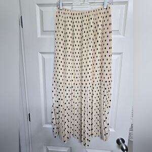 H&M Cream Maxi Skirt with Black Polka Dots - Pleated A-Line